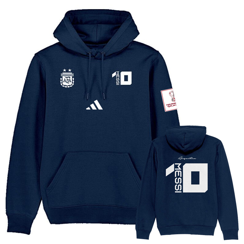 Men's Argentina #10 Messi Navy FIFA World Cup Soccer Hoodie